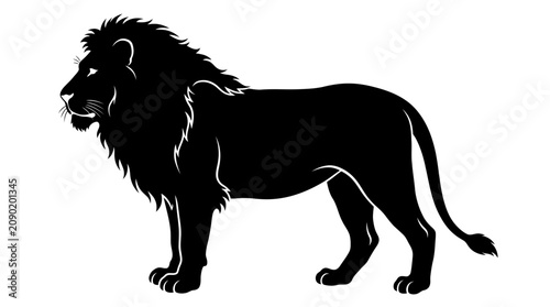 Fotografía Black silhouette of a lion standing.