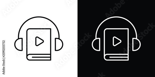 Schilderij op canvas Audiobook icon editable pictogram bundle