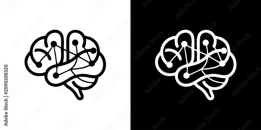 Fotografía Brain technology logo icon representing artificial intelligence, machine learnin