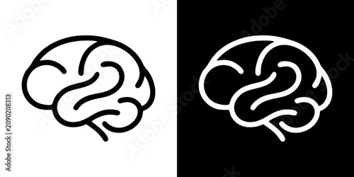 Tableau sur toile Minimalist line art brain icon representing human mind intelligence and neurolog