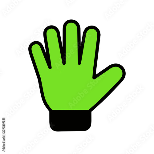 Green Goalkeeper Glove Flat Vector Icon Isolated on Transparent Background