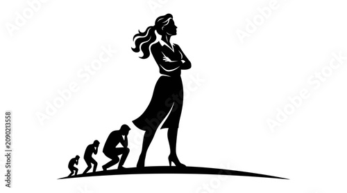 Obraz na plátně Woman's Evolution and Empowerment Silhouette