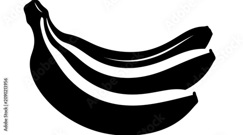 Canvastavla Stylized Silhouette of Bananas on White Background, Vector Art