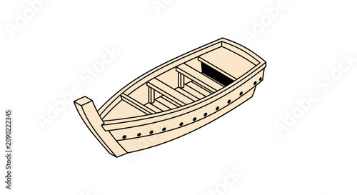Konstfotografi Traditional wooden rowboat in isometric perspective