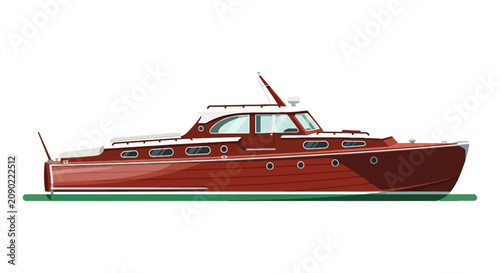 Tableau sur toile Luxury classic wooden motor yacht with mahogany finish