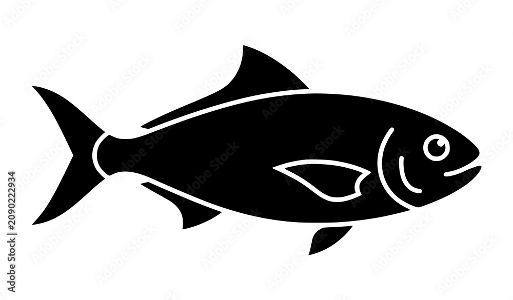 Obraz premium Big Fish Icon Simple Flat Vector Illustration Aquatic Marine Animal Symbol Isolated on White Background