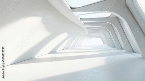 Abstract modern architecture background, empty white open space interior