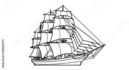 Canvas Print Classic multi masted tall ship sailing vessel