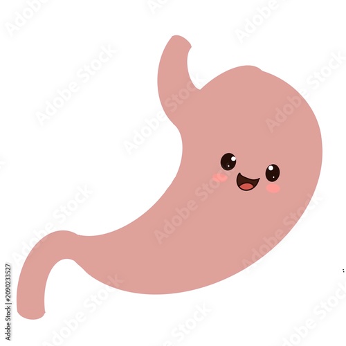 Cute Happy Stomach Cartoon Character Flat Vector Illustration