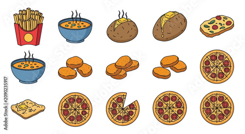 Foto Fast Food and Comfort Food Icon Set