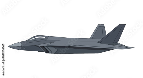 Cuadro en lienzo Advanced stealth fighter aircraft side view profile