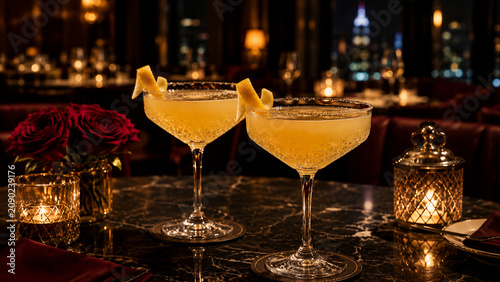 Elegant Sidecar Cocktails on Luxury Restaurant Table