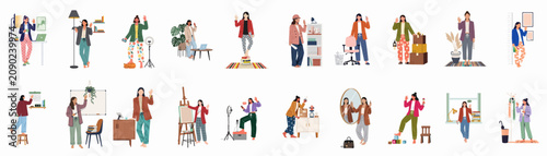 Diverse Women Working from Home in Professional Blazers and Pajamas Representing Remote Work Culture and Hybrid Lifestyle across Various Professions.