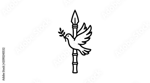 Canvastavla Dove with Olive Branch on Spear Icon