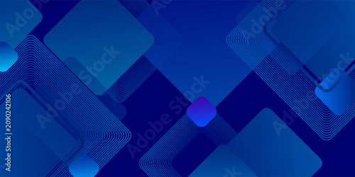 Abstract blue background with glowing geometric lines. Modern blue gradient square shape design. Futuristic technology concept. Suit for brochure, corporate, website, poster, banner, cover, flyer