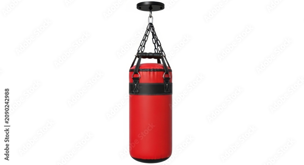 Obraz premium Red hanging punching bag for boxing