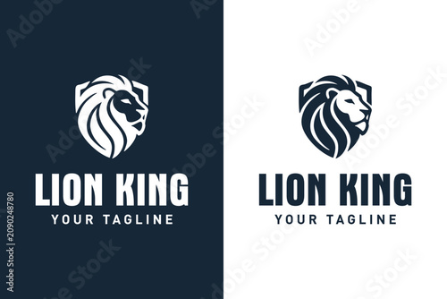 Majestic Lion Shield King Logo Design Premium Heraldic Mascot Emblem