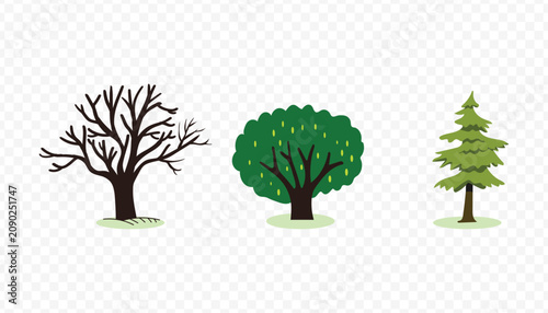 Collection of Distinct Tree Types Depicting Seasonal Variations and Natural Beauty
