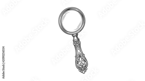 Bild auf Leinwand Vintage Magnifying Glass Illustration - Antique Discovery Tool