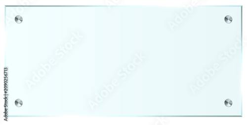 Cuadro en lienzo Empty glass sign board with silver standoffs isolated on transparent background