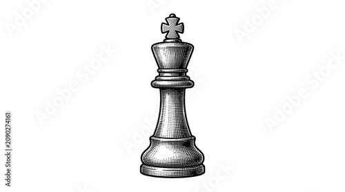 Canvas Print Chess king piece detailed engraving for strategic concept.