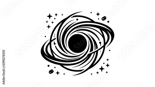 Black Hole Swirl Galaxy Space Cosmic Event Vector Illustration