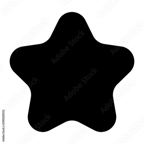 Black png sticker, flat graphic round star simple shape design, transparent background