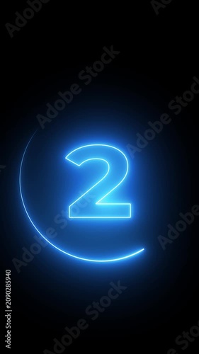 5 second countdown timer animation with neon number text glowing from 5 to 0 with interesting circle animation. Circle countdown timer 5 sec animation Graphics transparent background.