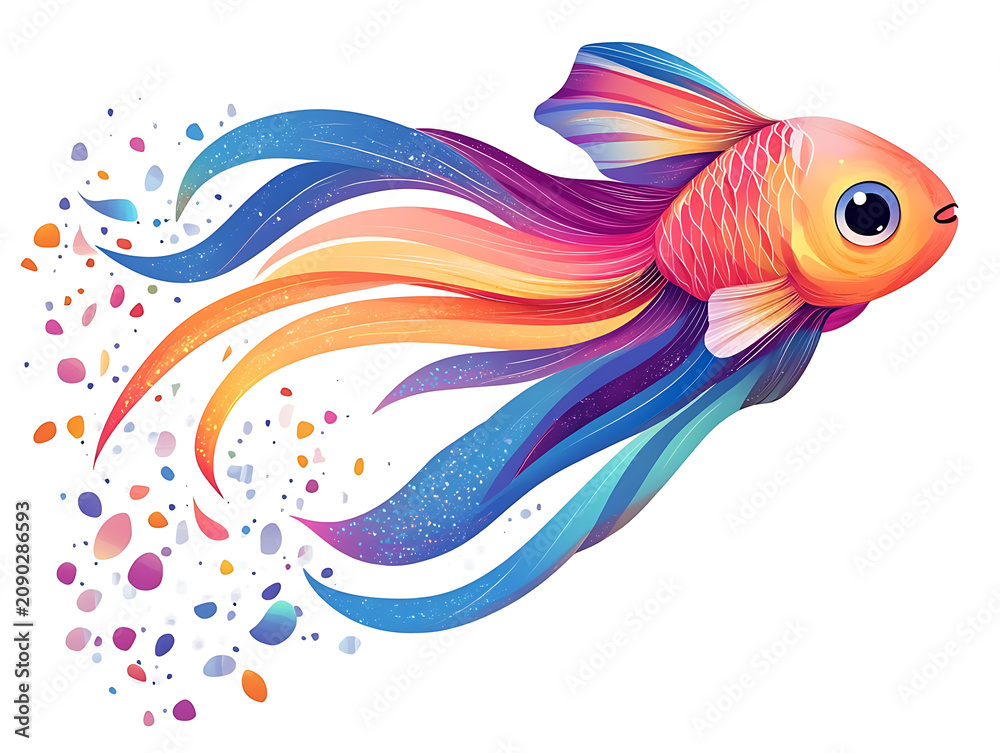 Fototapeta premium Colorful Fish Illustration Isolated on White Background