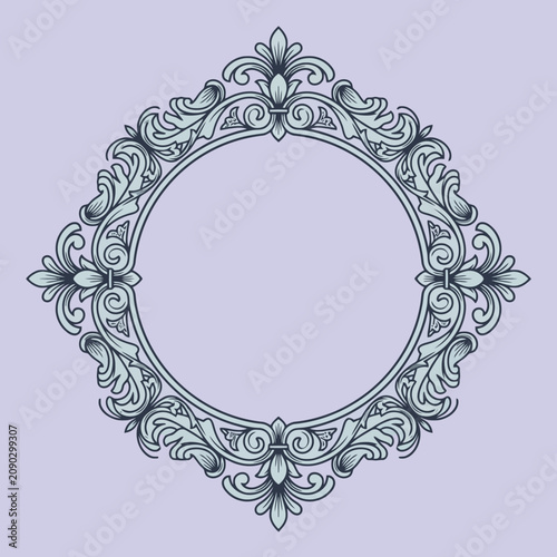 Elegant vintage floral frame on a purple background