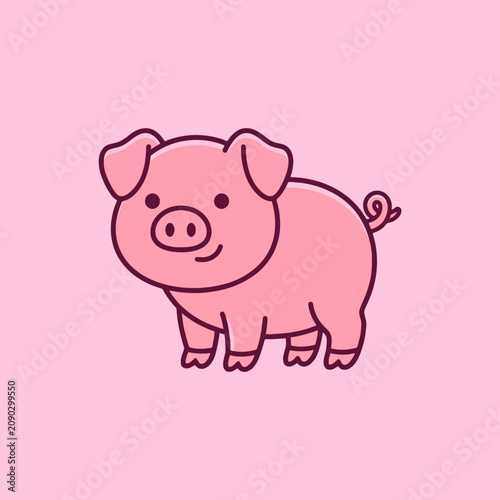 A cute cartoon pig illustration on a soft pink background