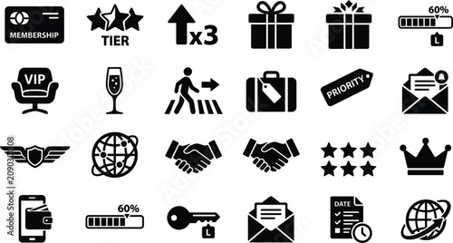 Foto VIP Membership and Loyalty Program Icon Set for Premium Services, Customer Rewar