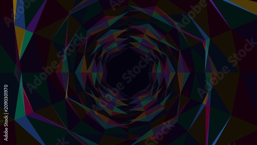Canvastavla Abstract Low Poly Geometric Tunnel Background with Dark Triangles