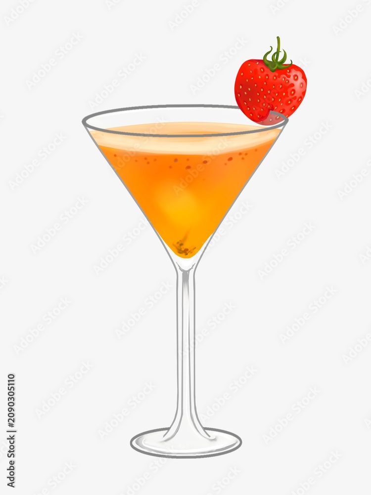 Obraz premium Tropical cocktail illustration, summer beverage
