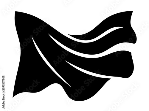 Waving Fabric Silhouette Icon Flowing Flag Vector Illustration