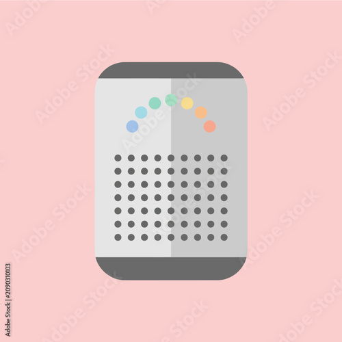 Simple graphic of a speaker with a vibrant sound level display