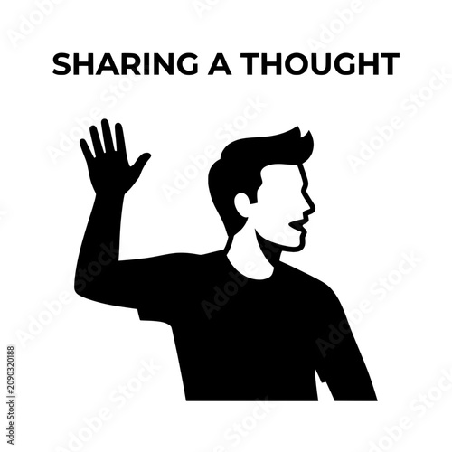Silhouette of a Man Sharing an Idea with Open Hand Gesture.