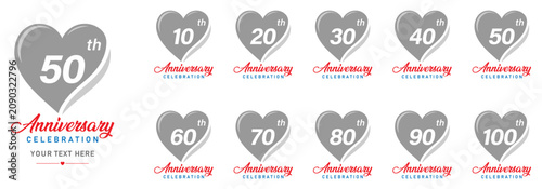 Принти на полотні Elegant heart anniversary celebration badge set