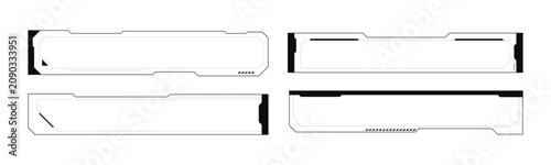 Set of four sleek, modern interface frames in black and white design.