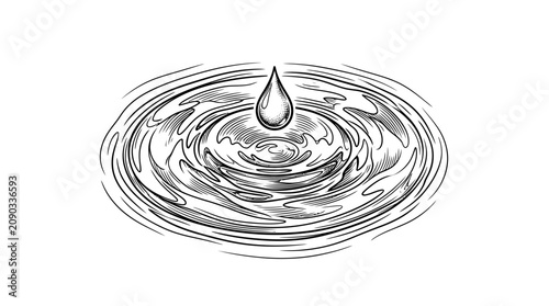 Bild auf Leinwand Single water drop causing concentric ripples on liquid surface.