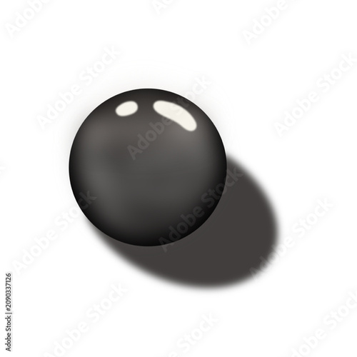 Black Glossy 3D Sphere Icon with Soft Shadow, Minimal Abstract Vector Illustration