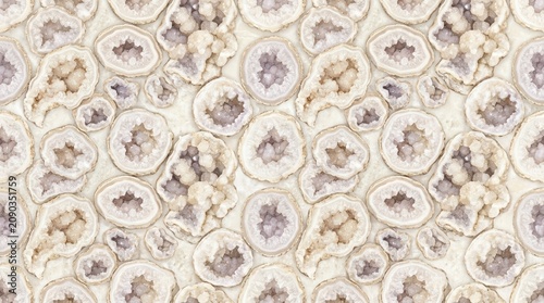 Seamless Pattern of White Geode Slices Luxury Mineral Texture for Elegant Interior Design Backgrounds and Modern Decorative Surfaces