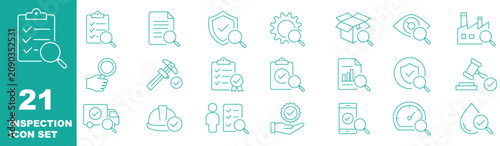 Εκτύπωση καμβά Inspection icon set. Editable line icons. Vector illustration.