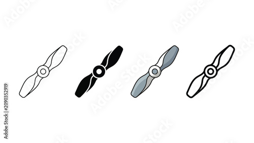 Collection of propeller icons in outline and solid styles