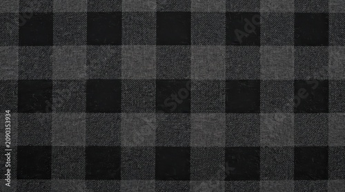 Black and Grey Buffalo Plaid Fabric Texture Seamless Pattern for Rustic Winter Apparel Design and Cozy Home Decor Backgrounds