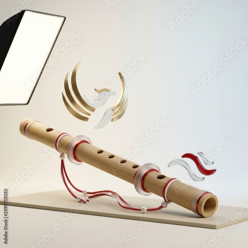 Traditional bamboo flute representing Indonesian independence and culture