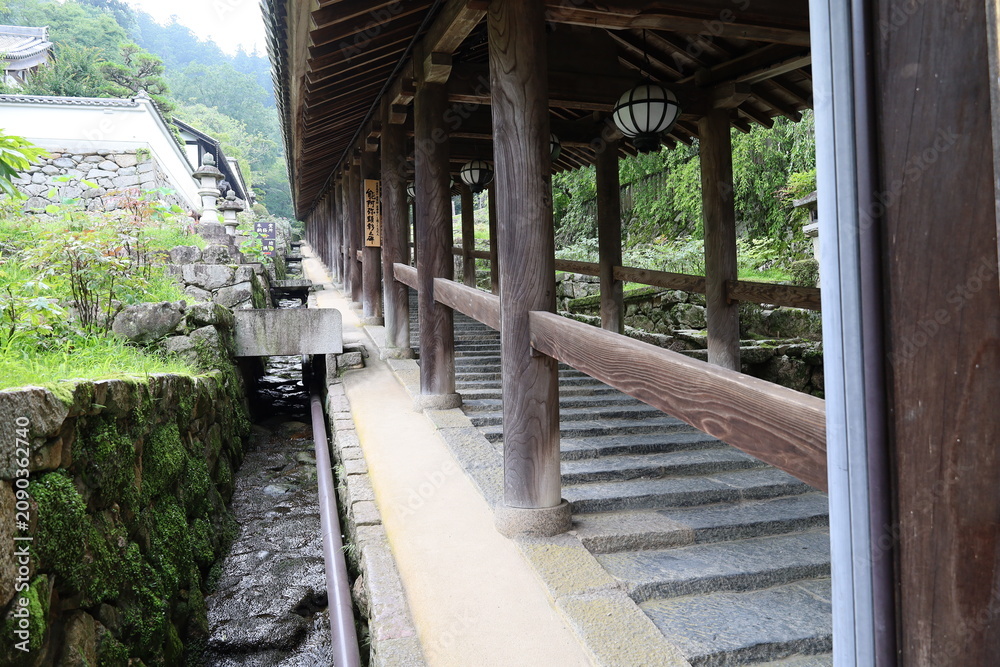 Fototapeta premium A Japanese temple : a scene of the precincts to Hase-dera Temple in Sakurai City in Nara Prefecture