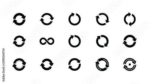 фотографія Modern minimalist arrow loop and infinity symbol icon collection in bold black w