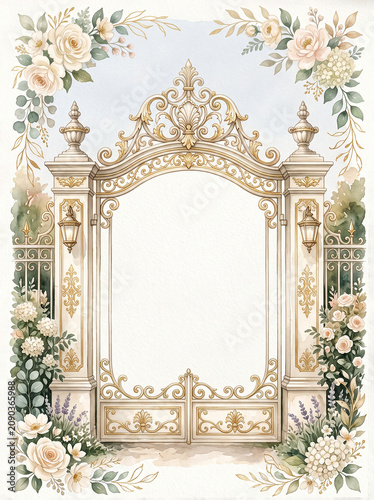 Luxury Golden Ivory Royal Gate Invitation Background