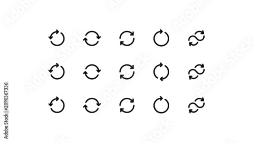 Fotografie Minimalist directional arrow icon collection showing circular and looping rotati